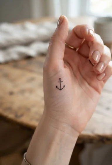 A Mini Anchor on the Side of the Palm