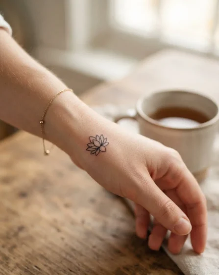 A Small Lotus Outline on the Wrist Side