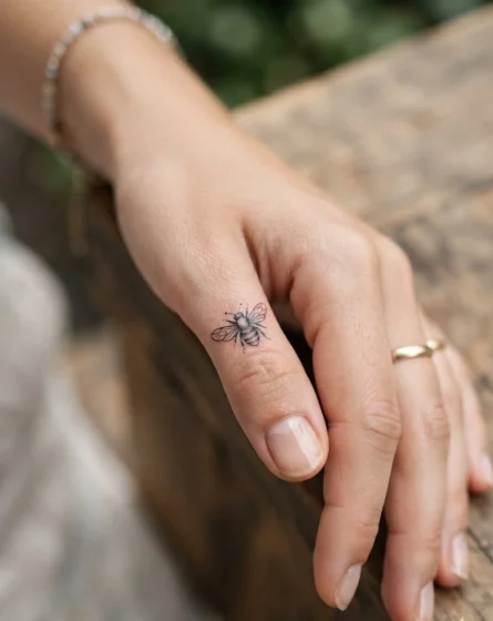 A Tiny Bee Near the Thumb