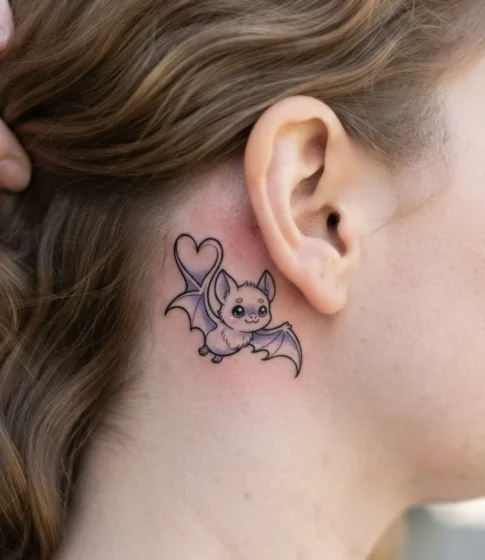 Cute Bat with a Heart-Shaped Wing