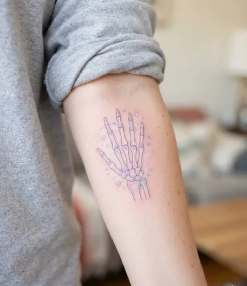 Pastel Skeleton Hand Waving