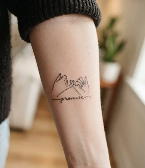Pinky Promise with Cursive Script Promise
