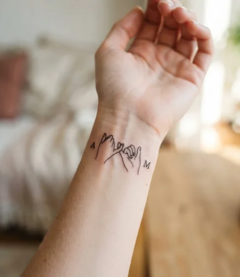 Pinky Promise with Matching Initials