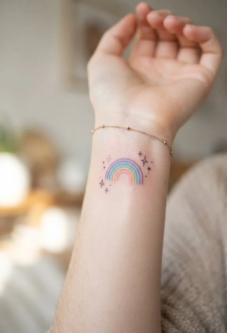 Tiny Rainbow Wrist Tattoo