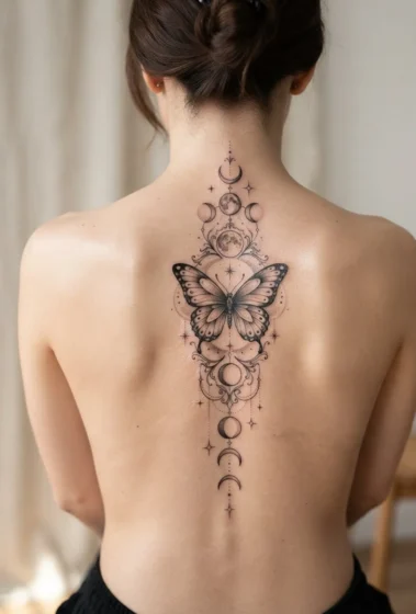 Moon Phase Chain With a Butterfly