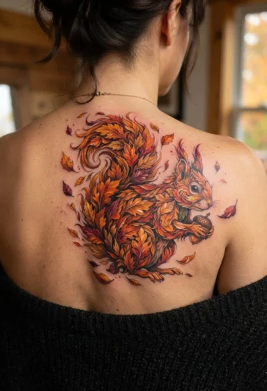 Squirrel Made of Autumn Foliage