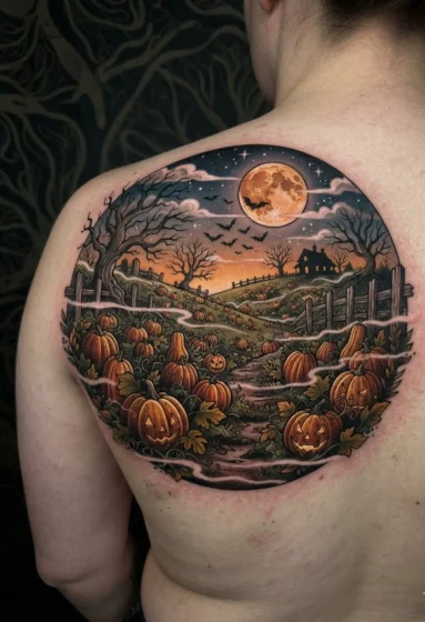 Pumpkin Patch Landscape Scene