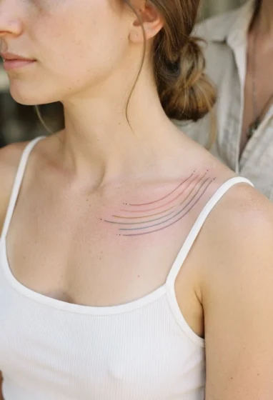 Minimalist Rainbow Line Tattoo