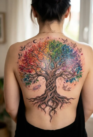 Rainbow Tree of Life Tattoo