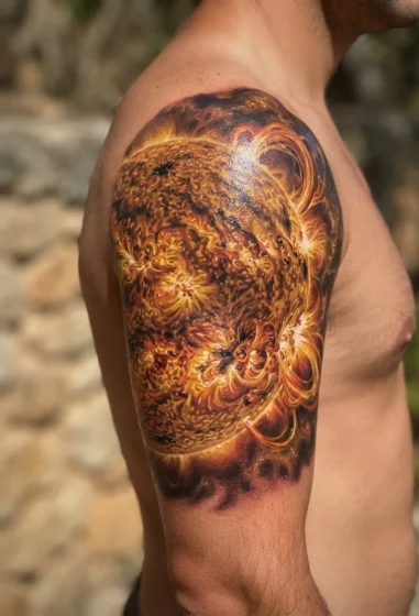 Realism Sun Portrait Tattoo