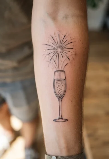 Firework Bursting From a Champagne Glass