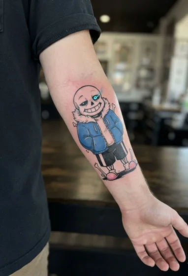 Sans in His Classic Blue Hoodie