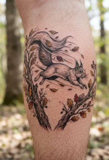 A Squirrel Leaping Between Tree Branches
