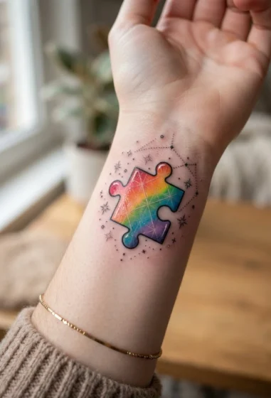 Rainbow Puzzle Piece Tattoo