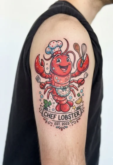 Lobster Chef Cartoon Style