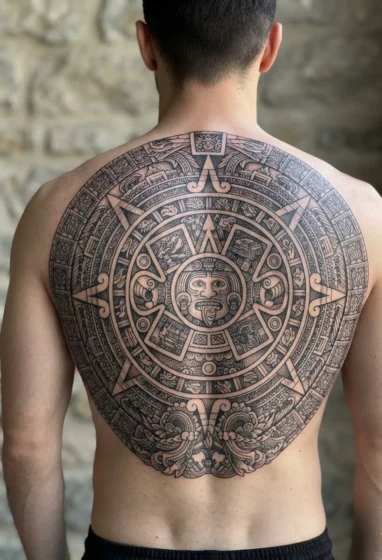 Aztec Sun Stone Tattoo