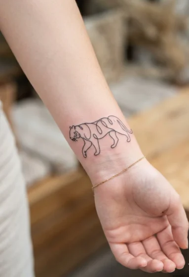 Minimalist Line Art Tiger
