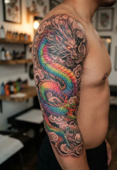 Rainbow Dragon Tattoo