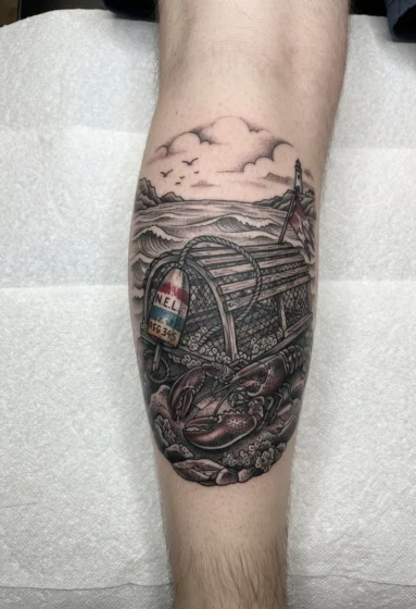Lobster Trap and Buoy Scene