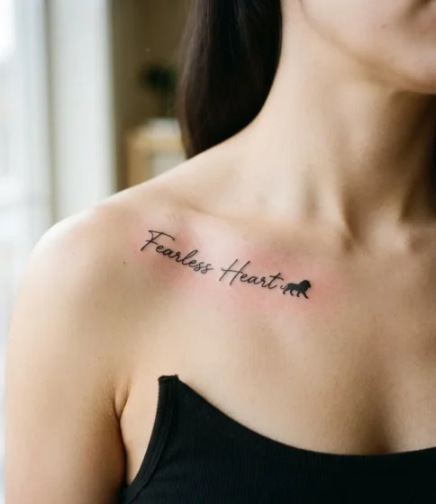 A Script Quote Paired With a Tiny Lion Icon