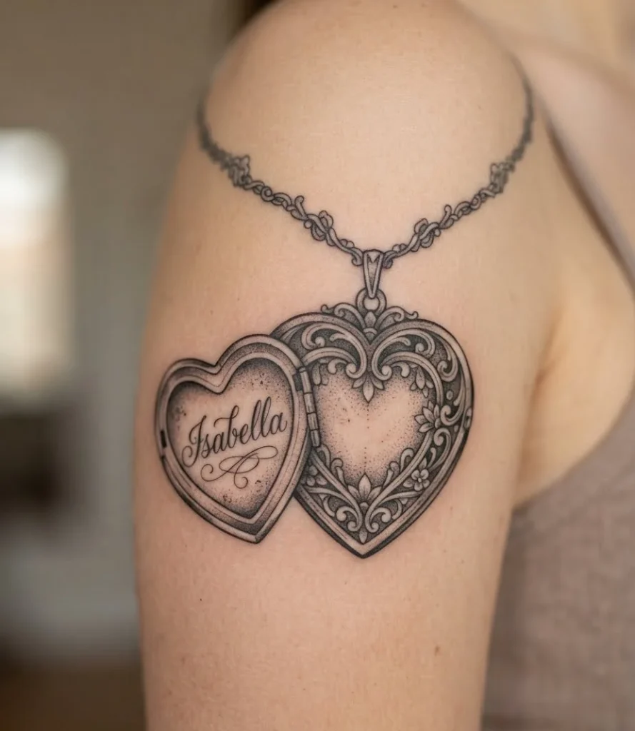 Antique Heart Locket with Name