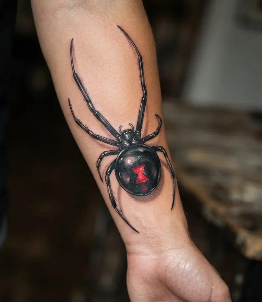 Black Widow with Red Hourglass