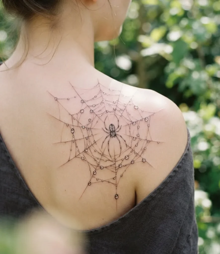 Dewdrop Web with Spider
