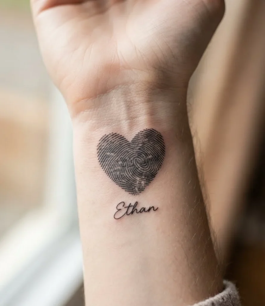 Fingerprint Heart with Name