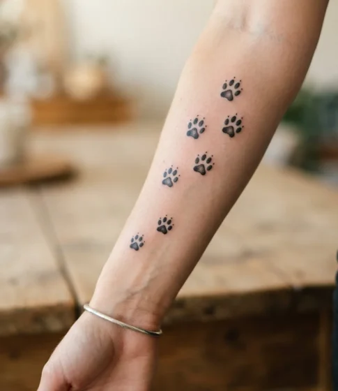 Lion Paw Prints Trailing Up the Wrist