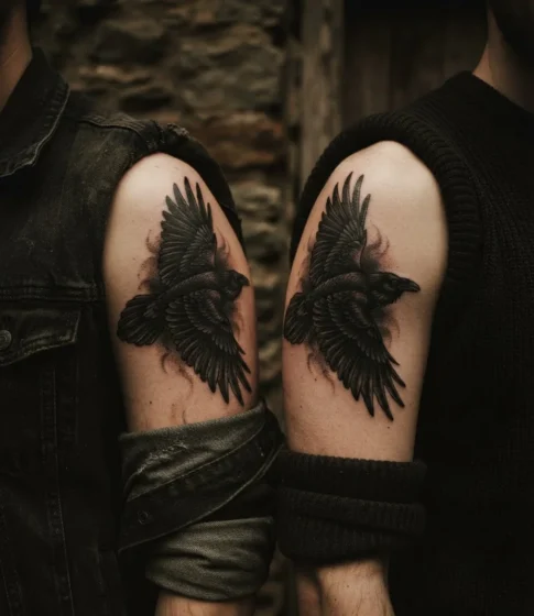 Matching Raven Tattoos