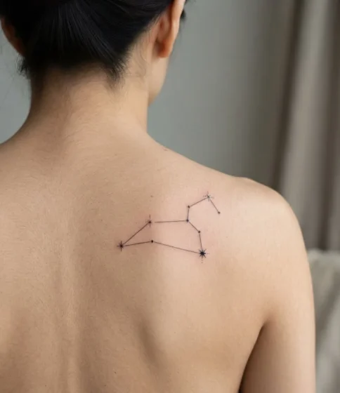 The Leo Constellation Traced in Fine Lines