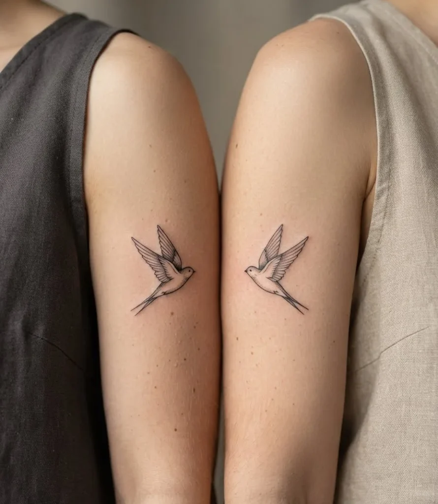 Two Birds Flying Together