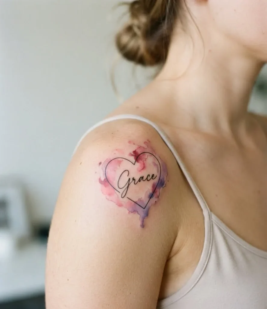 Watercolor Heart with Name