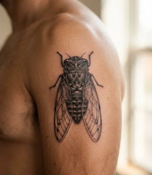 Black and Grey Realism Cicada