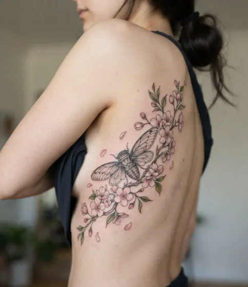 Cicada and Cherry Blossoms