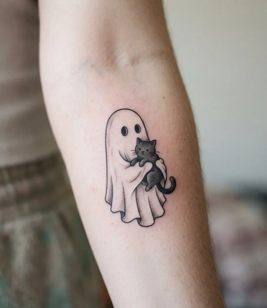 Ghost Holding a Black Cat
