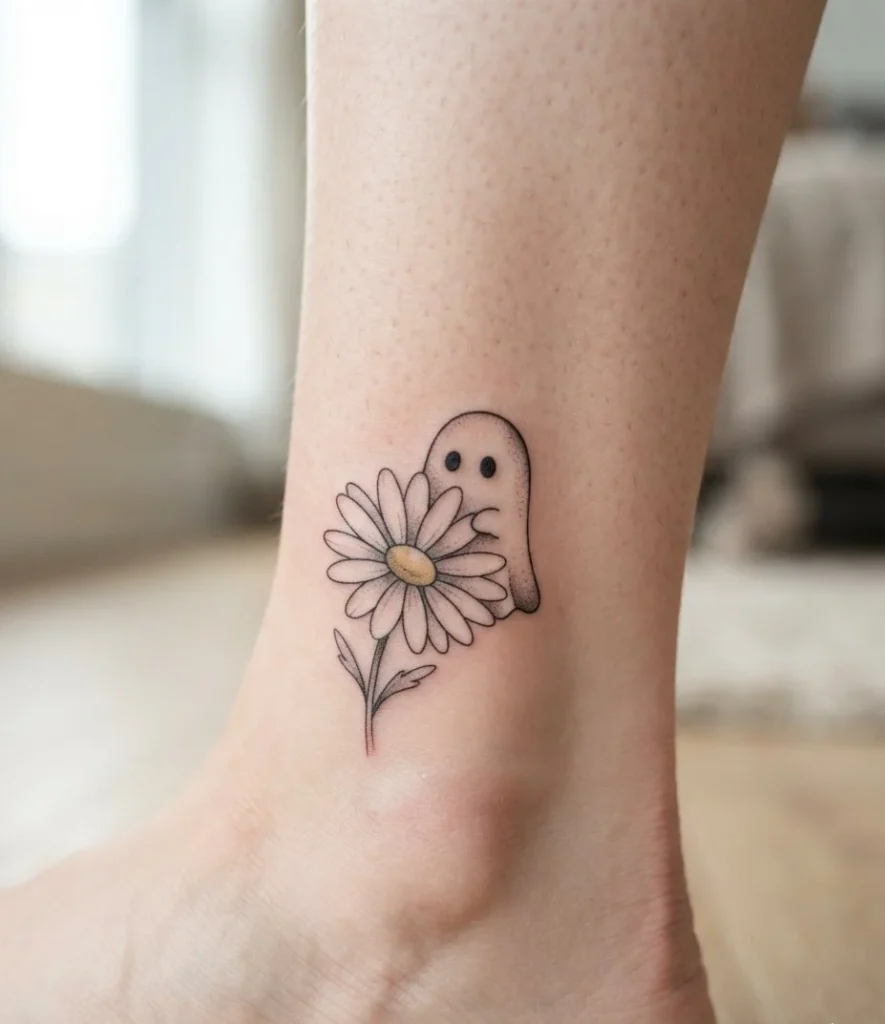 Ghost Peeking from Behind a Flower