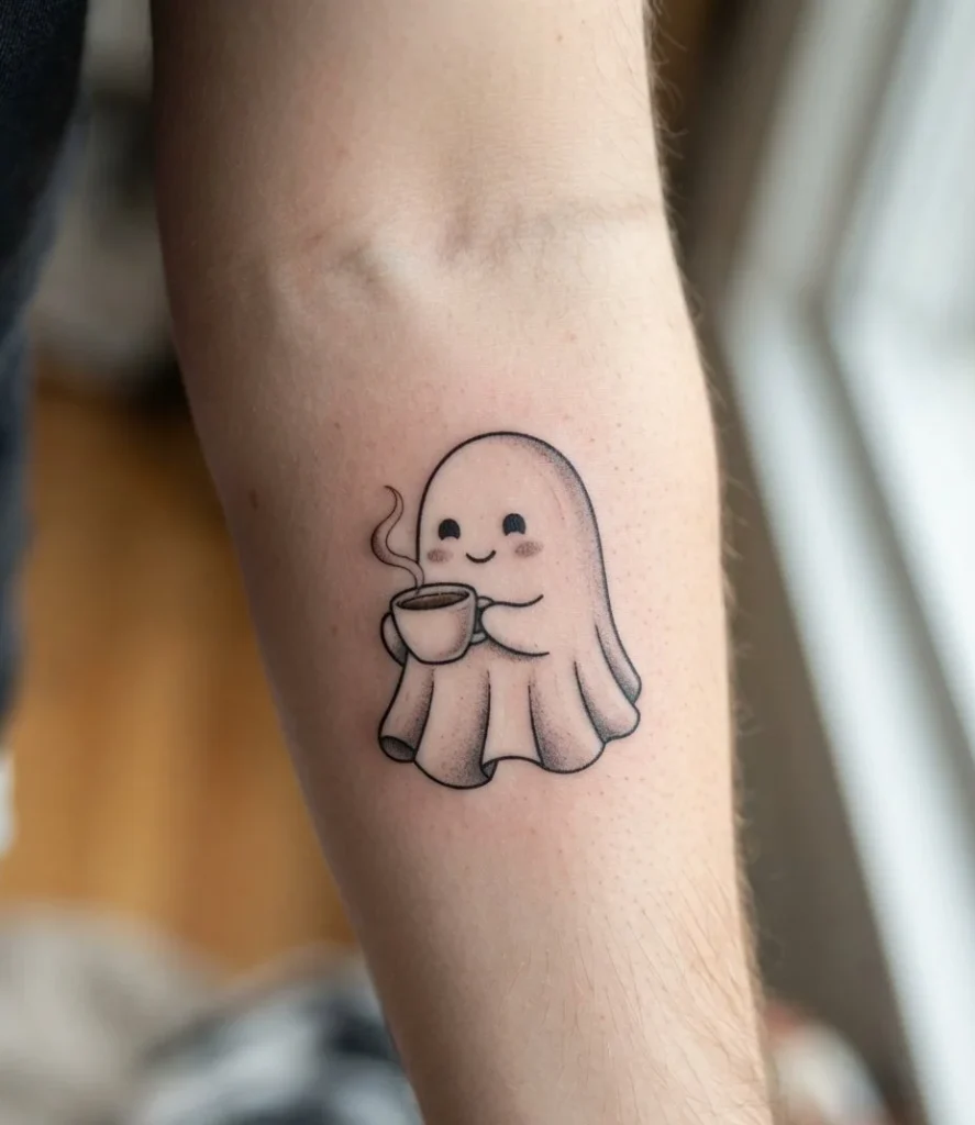 Ghost Sipping Coffee