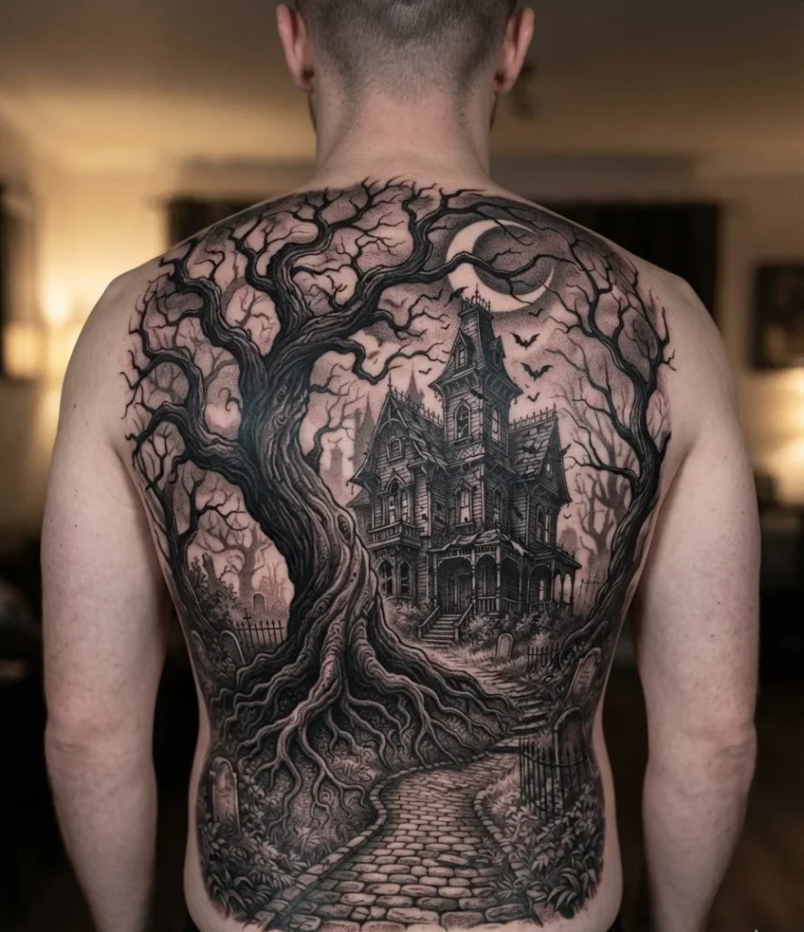 Haunted House Tree Scene