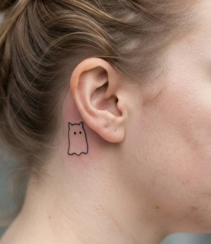 Minimalist Ghost Cat Outline
