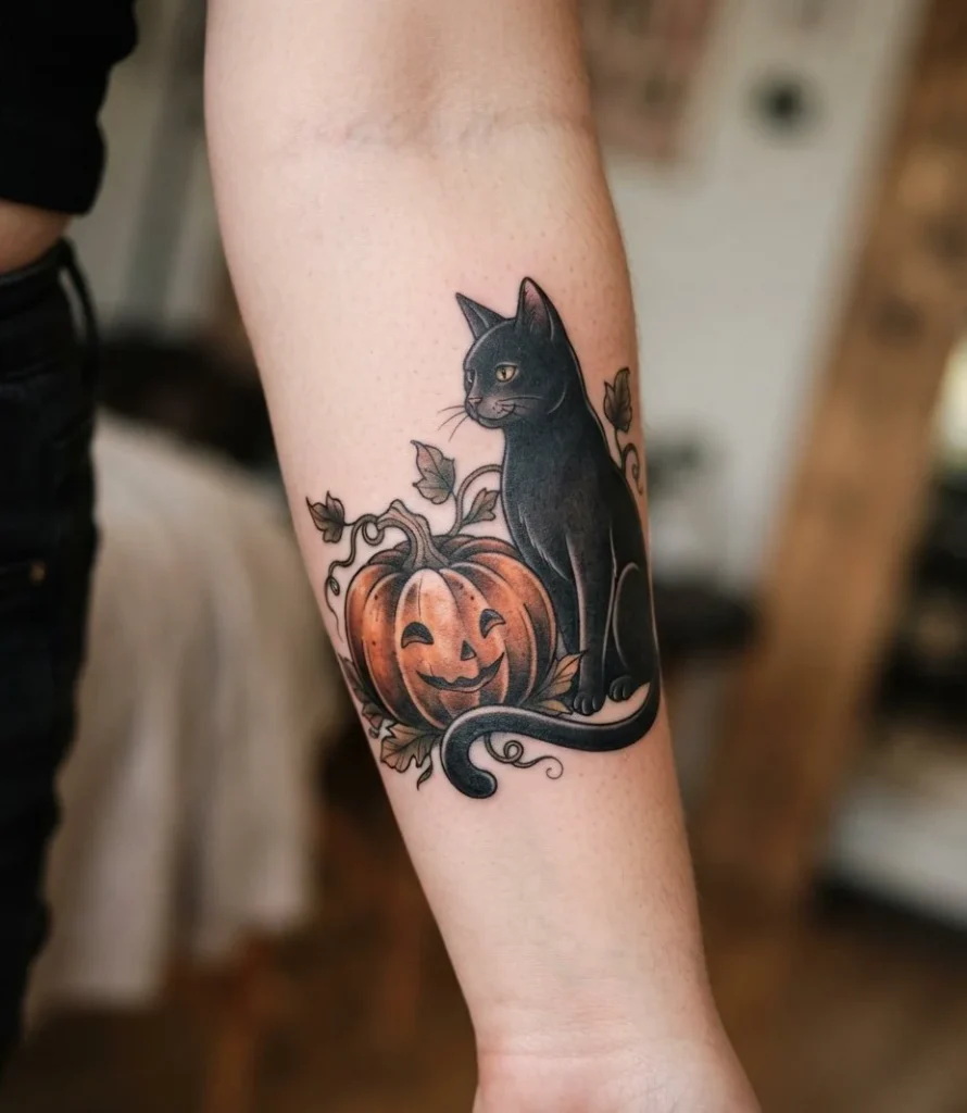 Pumpkin with Black Cat