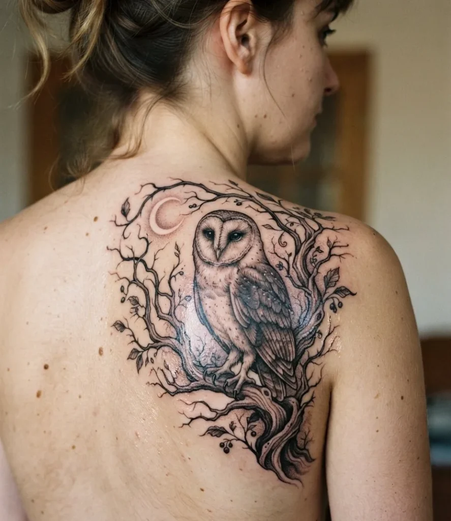 Tree with Perched Owl