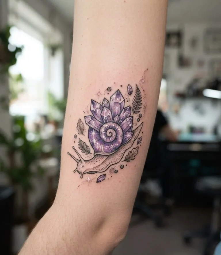 Crystal Shell Snail Tattoo