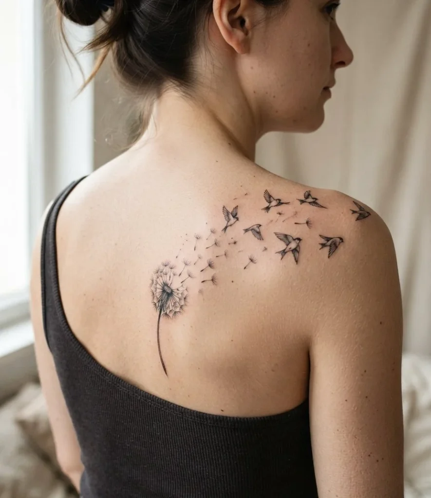 Dandelion to Sparrows Tattoo
