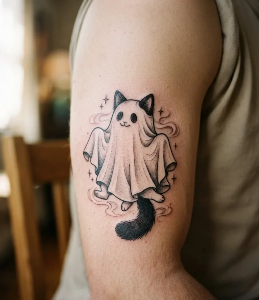 Ghost Cat with Bedsheet Costume