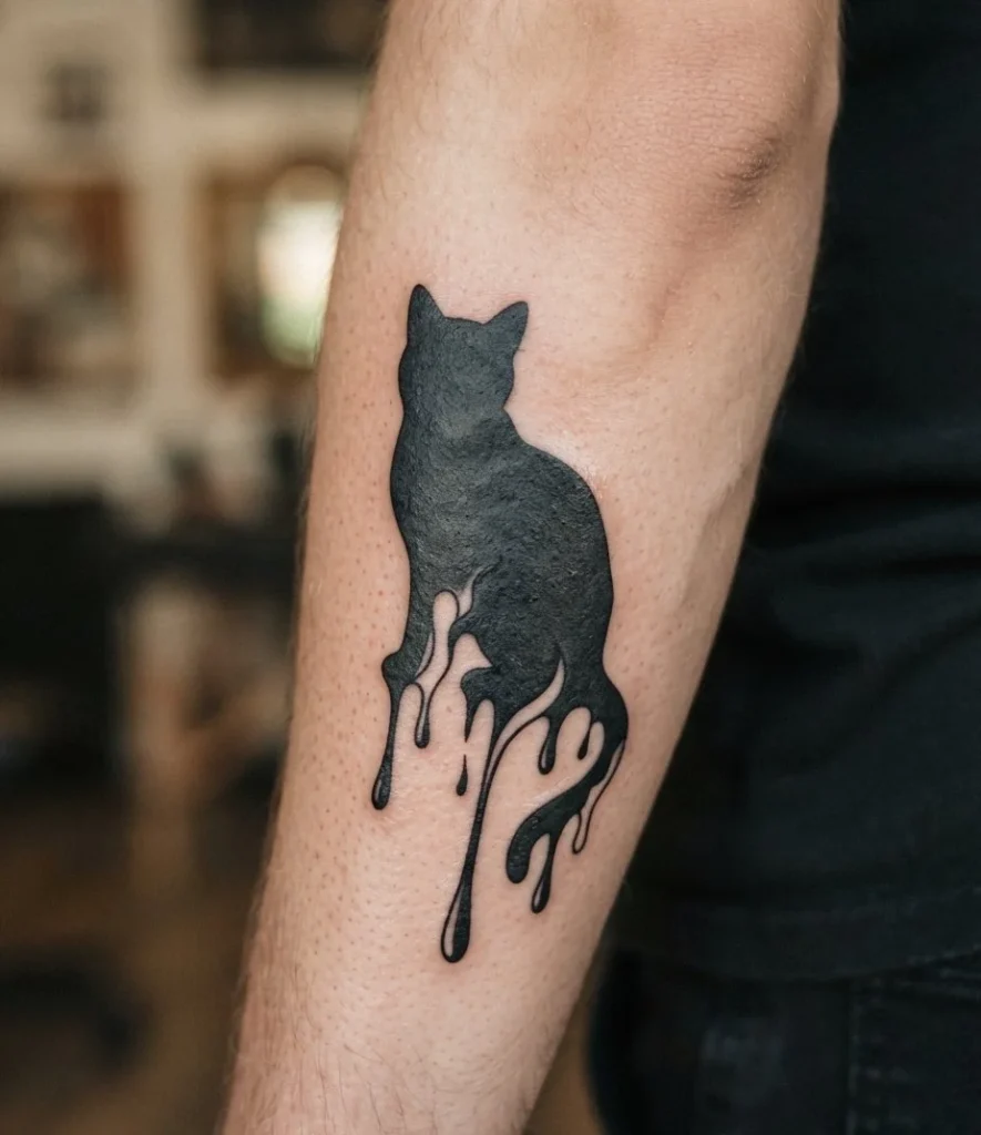 Inky Drip Cat Silhouette