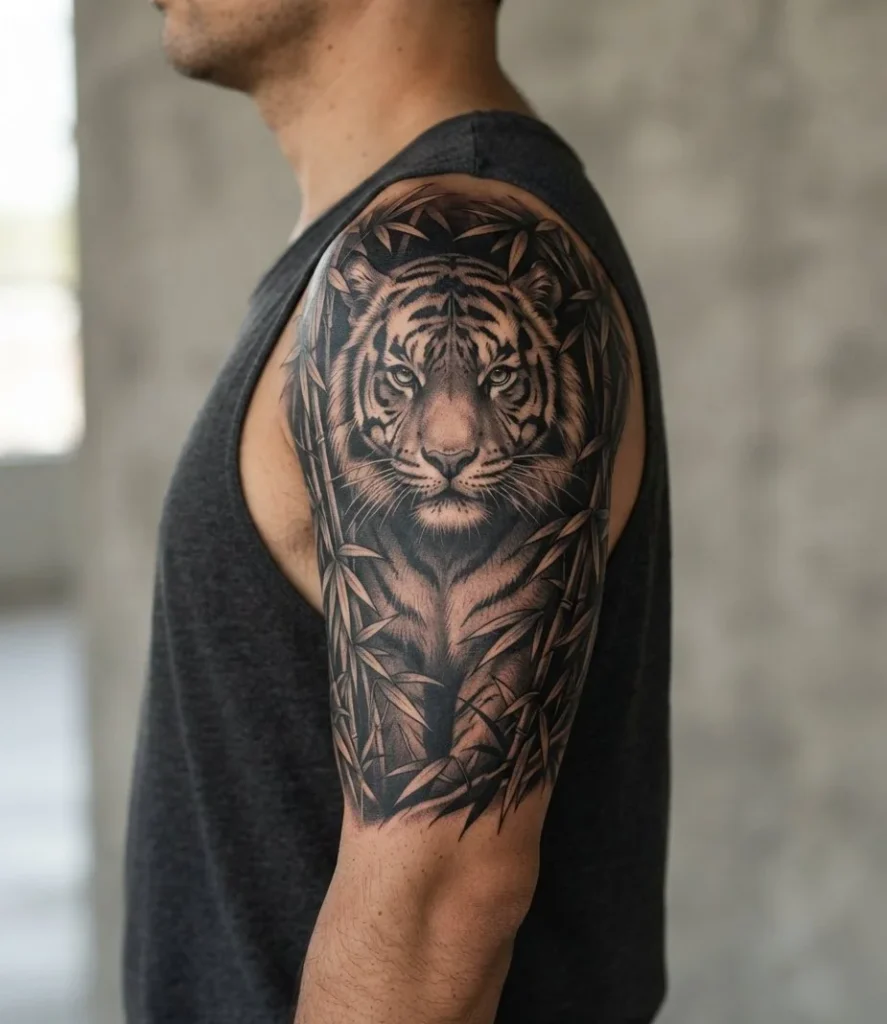 Negative Space Tiger in Dense Foliage