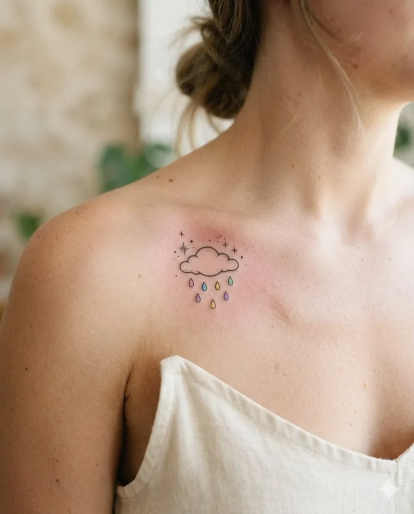 Rainbow Rain Cloud Tattoo